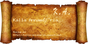 Kalla Annamária névjegykártya